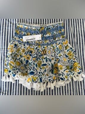 Poupette St. Barth Girls Mara Smocked Floral Tassel Skirt